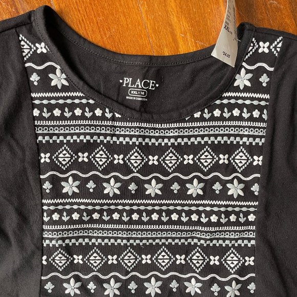 NEW Black Dress with Scandinavian Design Sz 16 - Picture 3 of 6